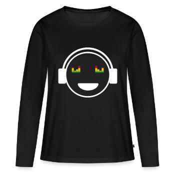 Audio Phil Smiley Écouteurs Music Lover Weiss - T-shirt manches longues Premium bio Femme - noir - Devant - Julia (174cm)