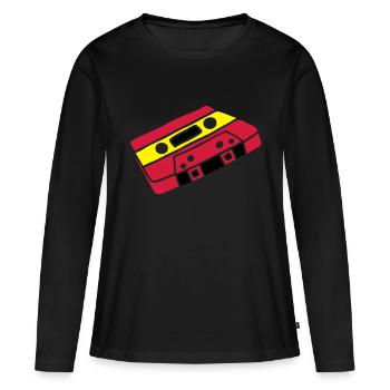 Musikkassette Tonband Music cassette tape retro - T-shirt manches longues Premium bio Femme - noir - Devant - Julia (174cm)