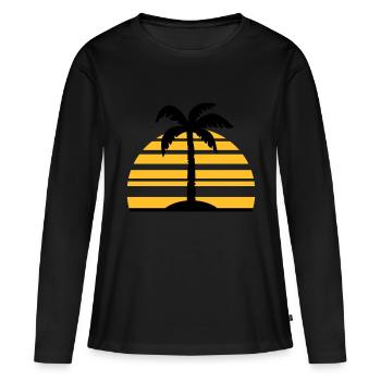 Palme - T-shirt manches longues Premium bio Femme - noir - Devant - Julia (174cm)