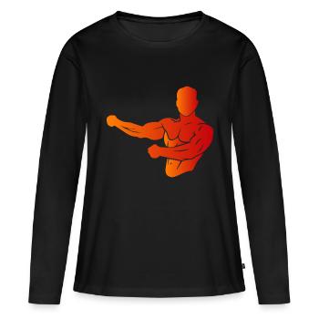 Musculation - T-shirt manches longues Premium bio Femme - noir - Devant - Julia (174cm)