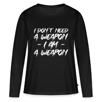 Je n'ai pas besoin d'une arme Je suis une arme - T-shirt manches longues Premium bio Femme - noir - Devant - Julia (174cm)