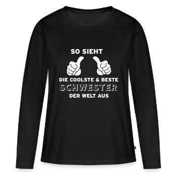 Soeur cool - T-shirt manches longues Premium bio Femme - noir - Devant - Julia (174cm)