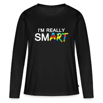 Really SmART 02 - Women's Premium Organic Long Sleeve Shirt - black - Front - Julia (174cm)