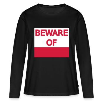 Panneau d'avertissement Panneau d'avertissement Attention au gabarit - T-shirt manches longues Premium bio Femme - noir - Devant - Julia (174cm)