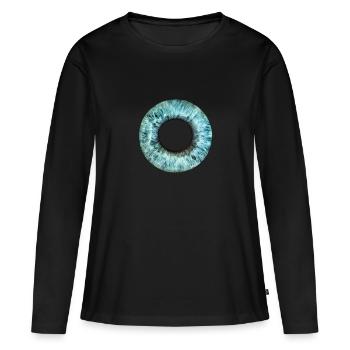 Iris bleu - T-shirt manches longues Premium bio Femme - noir - Devant - Julia (174cm)