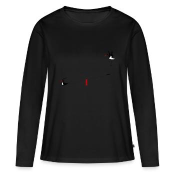 Cigognes noires - T-shirt manches longues Premium bio Femme - noir - Devant - Julia (174cm)