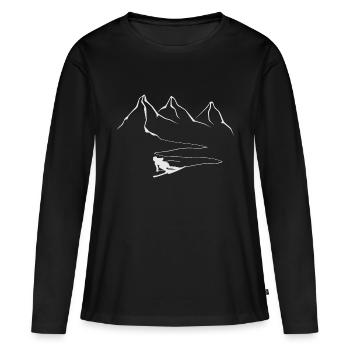 Apres ski on the mountain by ski school and deep snow - Women's Premium Organic Long Sleeve Shirt - black - Front - Julia (174cm)