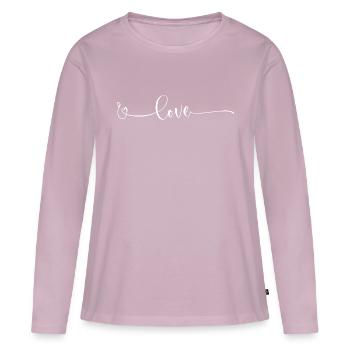 statement „love“ - Frauen Premium Bio Langarmshirt - Altrosa - Vorne - Julia (174cm)