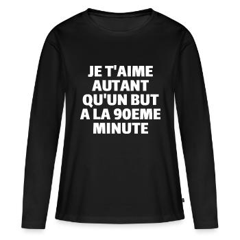 Je t'aime autant qu'un but à la 90eme minute - T-shirt manches longues Premium bio Femme - noir - Devant - Julia (174cm)