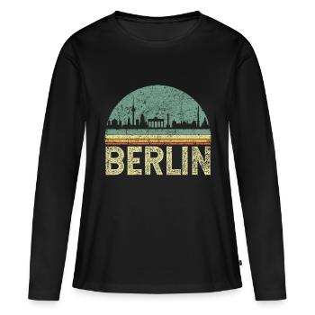 Berlin Skyline Vintage - T-shirt manches longues Premium bio Femme - noir - Devant - Julia (174cm)