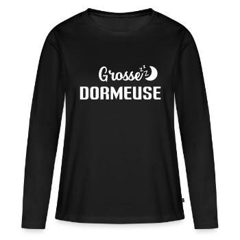 grosse dormeuse citation humour - T-shirt manches longues Premium bio Femme - noir - Devant - Julia (174cm)