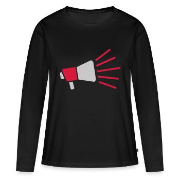 Symbole Mégaphone parole forte - T-shirt manches longues Premium bio Femme - noir - Devant - Julia (174cm)