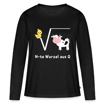 Ente Wurzel aus Kuh, N-te Wurzel aus Q, Mathe Witz - Frauen Premium Bio Langarmshirt - Schwarz - Vorne - Julia (174cm)