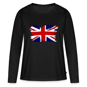 Union Jack British Flag With Grunge - Women's Premium Organic Long Sleeve Shirt - black - Front - Julia (174cm)