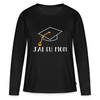 j'ai eu mon bac sans forcer - T-shirt manches longues Premium bio Femme - noir - Devant - Julia (174cm)