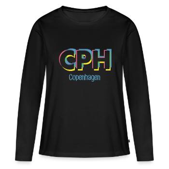 Copenhague - CPH - Copenhague - Dänemark - Danemark - T-shirt manches longues Premium bio Femme - noir - Devant - Julia (174cm)