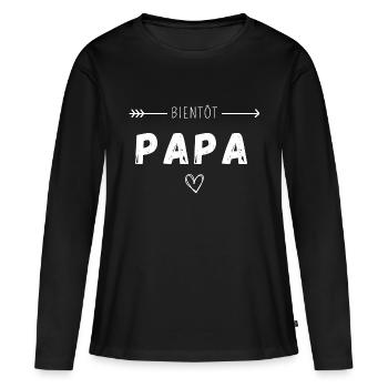 Bientôt papa - T-shirt manches longues Premium bio Femme - noir - Devant - Julia (174cm)