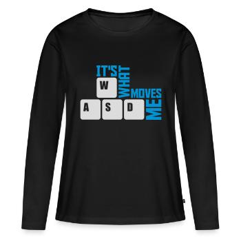 c’est ce qui m’émeut - T-shirt manches longues Premium bio Femme - noir - Devant - Julia (174cm)