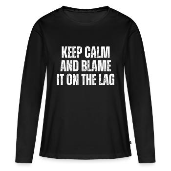 Restez calme et blâmez le jeu amusant de décalage - T-shirt manches longues Premium bio Femme - noir - Devant - Julia (174cm)