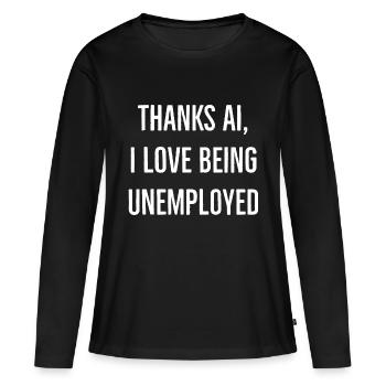 Chômage Dire anglais drôle - T-shirt manches longues Premium bio Femme - noir - Devant - Julia (174cm)