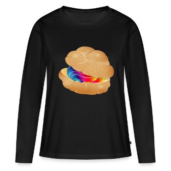 Illustration d’une bouffée à la crème colorée - T-shirt manches longues Premium bio Femme - noir - Devant - Julia (174cm)