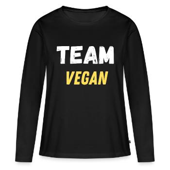 team vegan - T-shirt manches longues Premium bio Femme - noir - Devant - Julia (174cm)