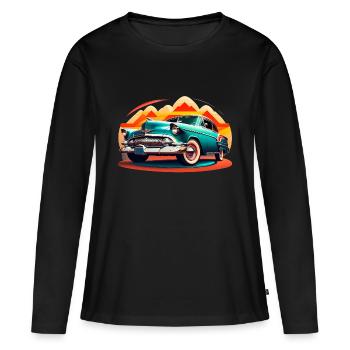 Amerikanischer Oldtimer American Classic Car - Frauen Premium Bio Langarmshirt - Schwarz - Vorne - Julia (174cm)