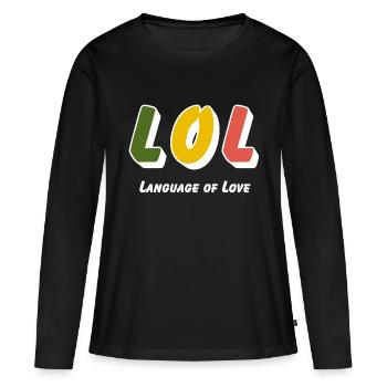 LOL - Langage de l’amour - T-shirt manches longues Premium bio Femme - noir - Devant - Julia (174cm)