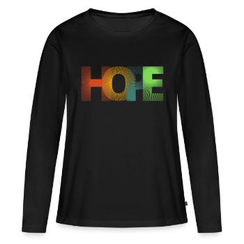 ESPOIR | ESPOIR | Imprimer - T-shirt manches longues Premium bio Femme - noir - Devant - Julia (174cm)