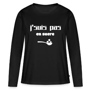 J'suis pas en sucre - T-shirt manches longues Premium bio Femme - noir - Devant - Julia (174cm)