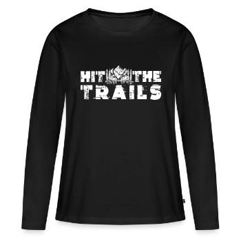 Trail Run Ultra Running Trekking en montagne Course à pied - T-shirt manches longues Premium bio Femme - noir - Devant - Julia (174cm)