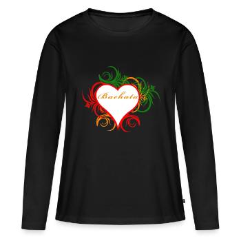 Bachata im Herzschmuck - Frauen Premium Bio Langarmshirt - Schwarz - Vorne - Julia (174cm)