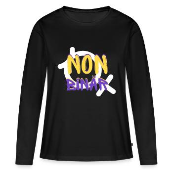 Identité NON BINAIRE - T-shirt manches longues Premium bio Femme - noir - Devant - Julia (174cm)