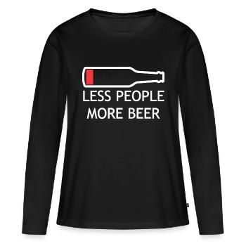 Moins de gens, plus de bière - T-shirt manches longues Premium bio Femme - noir - Devant - Julia (174cm)