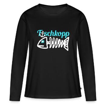 Fischkopp Fisch Fischkopf Küste Angler Fischer - Frauen Premium Bio Langarmshirt - Schwarz - Vorne - Julia (174cm)