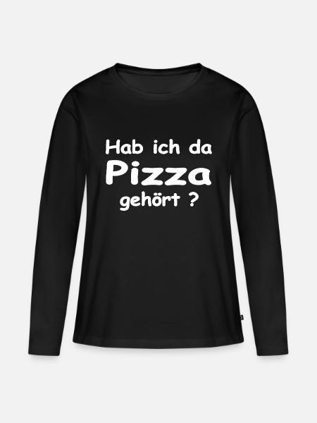 Pizza - Frauen Premium Bio Langarmshirt - Schwarz