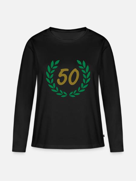50 - Frauen Premium Bio Langarmshirt - Schwarz