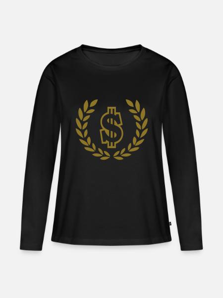 dollar - Frauen Premium Bio Langarmshirt - Schwarz