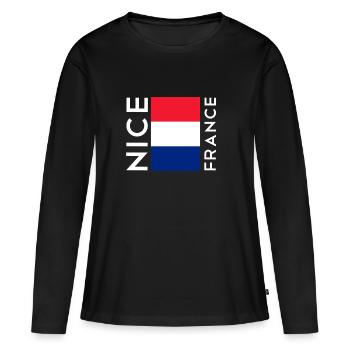 Nice, France - T-shirt manches longues Premium bio Femme - noir - Devant - Julia (174cm)