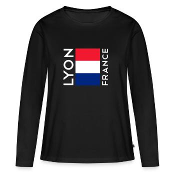 Lyon, France - T-shirt manches longues Premium bio Femme - noir - Devant - Julia (174cm)