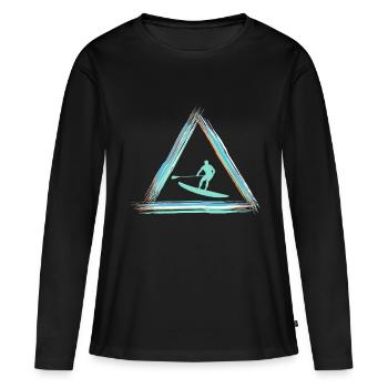 Stand Up Paddle - Frauen Premium Bio Langarmshirt - Schwarz - Vorne - Julia (174cm)