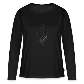 Shaman symbole T-shirt / symbole totem - T-shirt manches longues Premium bio Femme - noir - Devant - Julia (174cm)