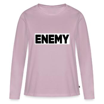 UNISEX ENEMY Logo Produits BLACK AND WHITE - T-shirt manches longues Premium bio Femme - rose poudré - Devant - Julia (174cm)