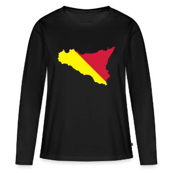Sicile - T-shirt manches longues Premium bio Femme - noir - Devant - Julia (174cm)