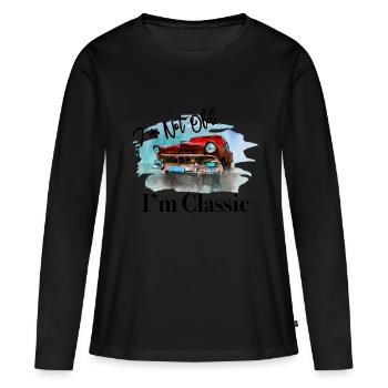 Je ne suis pas vieux je suis classique - T-shirt manches longues Premium bio Femme - noir - Devant - Julia (174cm)