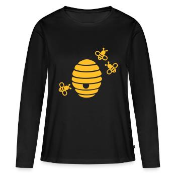 Miel - T-shirt manches longues Premium bio Femme - noir - Devant - Julia (174cm)