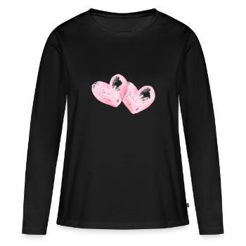 COEUR - T-shirt manches longues Premium bio Femme - noir - Devant - Julia (174cm)