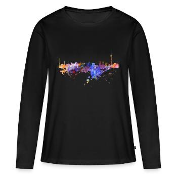 Berlin Skyline - T-shirt manches longues Premium bio Femme - noir - Devant - Julia (174cm)