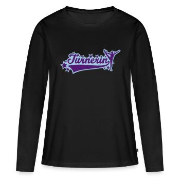 Turnerin Schriftzug 01 - Frauen Premium Bio Langarmshirt - Schwarz - Vorne - Julia (174cm)