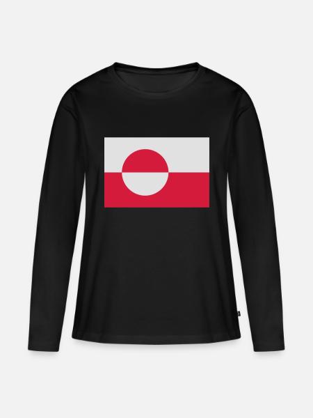 Flagge Grönland; Greenland - Frauen Premium Bio Langarmshirt - Schwarz